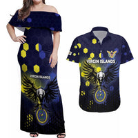 Personalized United States Virgin Islands Couples Matching Off Shoulder Maxi Dress and Hawaiian Shirt Eagle Bird Unique Style - Wonder Print Shop