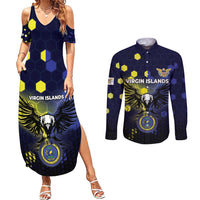 Personalized United States Virgin Islands Couples Matching Summer Maxi Dress and Long Sleeve Button Shirt Eagle Bird Unique Style - Wonder Print Shop