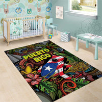Puerto Rico Area Rug The Coqui Frog Tropical Doodle Style - Wonder Print Shop