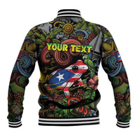 Personalized Puerto Rico Baseball Jacket The Coqui Frog Tropical Doodle Style - Wonder Print Shop