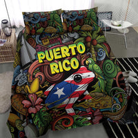 Puerto Rico Bedding Set The Coqui Frog Tropical Doodle Style - Wonder Print Shop