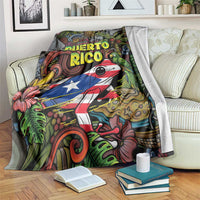 Puerto Rico Blanket The Coqui Frog Tropical Doodle Style - Wonder Print Shop
