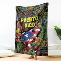 Puerto Rico Blanket The Coqui Frog Tropical Doodle Style - Wonder Print Shop