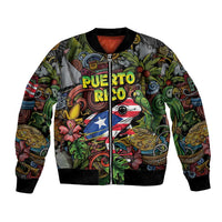 Personalized Puerto Rico Bomber Jacket The Coqui Frog Tropical Doodle Style - Wonder Print Shop