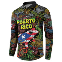 Personalized Puerto Rico Button Sweatshirt The Coqui Frog Tropical Doodle Style - Wonder Print Shop