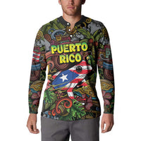 Personalized Puerto Rico Button Sweatshirt The Coqui Frog Tropical Doodle Style - Wonder Print Shop