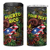 Personalized Puerto Rico 4 in 1 Can Cooler Tumbler The Coqui Frog Tropical Doodle Style - Wonder Print Shop