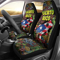 Puerto Rico Car Seat Cover The Coqui Frog Tropical Doodle Style - Wonder Print Shop