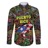 Personalized Puerto Rico Family Matching Short Sleeve Bodycon Dress and Hawaiian Shirt The Coqui Frog Tropical Doodle Style - Wonder Print Shop