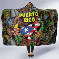 Puerto Rico Hooded Blanket The Coqui Frog Tropical Doodle Style - Wonder Print Shop
