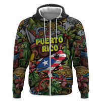 Personalized Puerto Rico Hoodie The Coqui Frog Tropical Doodle Style - Wonder Print Shop