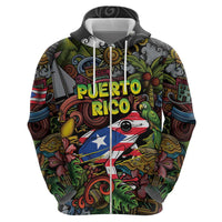 Personalized Puerto Rico Hoodie The Coqui Frog Tropical Doodle Style - Wonder Print Shop