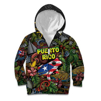 Personalized Puerto Rico Kid Hoodie The Coqui Frog Tropical Doodle Style - Wonder Print Shop