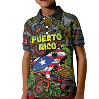 Personalized Puerto Rico Kid Polo Shirt The Coqui Frog Tropical Doodle Style - Wonder Print Shop