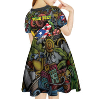 Personalized Puerto Rico Kid Short Sleeve Dress The Coqui Frog Tropical Doodle Style - Wonder Print Shop