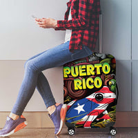 Puerto Rico Luggage Cover The Coqui Frog Tropical Doodle Style - Wonder Print Shop