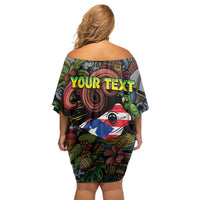 Personalized Puerto Rico Off Shoulder Short Dress The Coqui Frog Tropical Doodle Style - Wonder Print Shop
