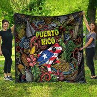 Puerto Rico Quilt The Coqui Frog Tropical Doodle Style - Wonder Print Shop