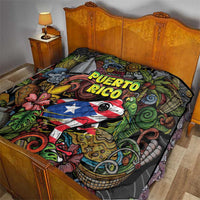 Puerto Rico Quilt The Coqui Frog Tropical Doodle Style - Wonder Print Shop