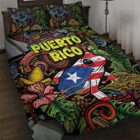 Puerto Rico Quilt Bed Set The Coqui Frog Tropical Doodle Style - Wonder Print Shop