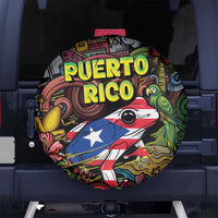 Puerto Rico Spare Tire Cover The Coqui Frog Tropical Doodle Style - Wonder Print Shop