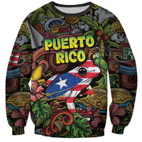 Personalized Puerto Rico Sweatshirt The Coqui Frog Tropical Doodle Style - Wonder Print Shop