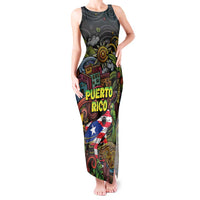 Personalized Puerto Rico Tank Maxi Dress The Coqui Frog Tropical Doodle Style - Wonder Print Shop