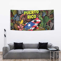 Puerto Rico Tapestry The Coqui Frog Tropical Doodle Style - Wonder Print Shop