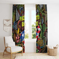Puerto Rico Window Curtain The Coqui Frog Tropical Doodle Style - Wonder Print Shop