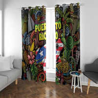 Puerto Rico Window Curtain The Coqui Frog Tropical Doodle Style - Wonder Print Shop