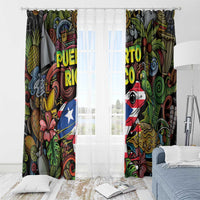Puerto Rico Window Curtain The Coqui Frog Tropical Doodle Style - Wonder Print Shop