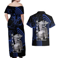 Ancient Greek Hermes Couples Matching Off Shoulder Maxi Dress and Hawaiian Shirt God Of Boundaries - Wonder Print Shop