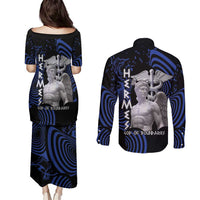 Ancient Greek Hermes Couples Matching Puletasi and Long Sleeve Button Shirt God Of Boundaries - Wonder Print Shop