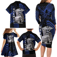 Ancient Greek Hermes Family Matching Long Sleeve Bodycon Dress and Hawaiian Shirt God Of Boundaries - Wonder Print Shop