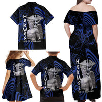 Ancient Greek Hermes Family Matching Off Shoulder Maxi Dress and Hawaiian Shirt God Of Boundaries - Wonder Print Shop