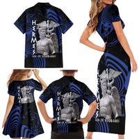Ancient Greek Hermes Family Matching Short Sleeve Bodycon Dress and Hawaiian Shirt God Of Boundaries - Wonder Print Shop