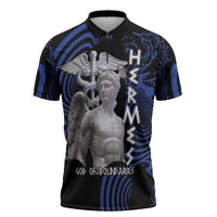 Ancient Greek Hermes Zipper Polo Shirt God Of Boundaries - Wonder Print Shop