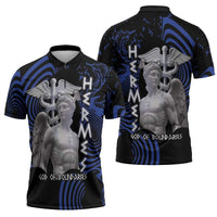 Ancient Greek Hermes Zipper Polo Shirt God Of Boundaries - Wonder Print Shop