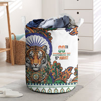 India Independence Day Laundry Basket Royal Tiger Ashoka Chakra Paisley Pattern