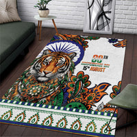 India Independence Day Area Rug Royal Tiger Ashoka Chakra Paisley Pattern