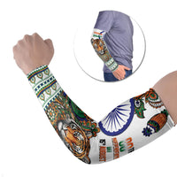 India Independence Day Arm Sleeves Royal Tiger Ashoka Chakra Paisley Pattern