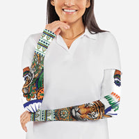 India Independence Day Arm Sleeves Royal Tiger Ashoka Chakra Paisley Pattern
