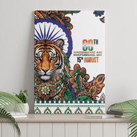 India Independence Day Canvas Wall Art Royal Tiger Ashoka Chakra Paisley Pattern