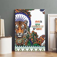 India Independence Day Canvas Wall Art Royal Tiger Ashoka Chakra Paisley Pattern