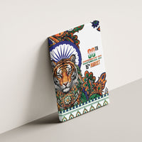 India Independence Day Canvas Wall Art Royal Tiger Ashoka Chakra Paisley Pattern
