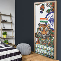 India Independence Day Door Cover Royal Tiger Ashoka Chakra Paisley Pattern