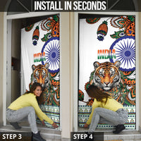 India Independence Day Door Cover Royal Tiger Ashoka Chakra Paisley Pattern