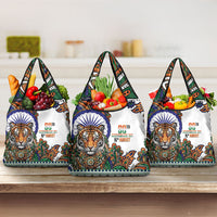 India Independence Day Grocery Bag Royal Tiger Ashoka Chakra Paisley Pattern