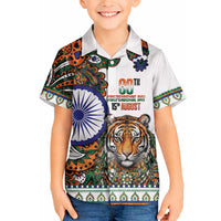 India Independence Day Hawaiian Shirt Royal Tiger Ashoka Chakra Paisley Pattern