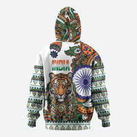 India Independence Day Hoodie Royal Tiger Ashoka Chakra Paisley Pattern
